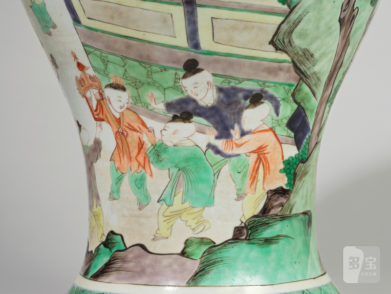清康熙 五彩百子圖鳳尾尊 | IMPORTANT ET RARE GRAND VASE YENYEN EN PORCELAINE DE LA FAMILLE VERTE - 图27